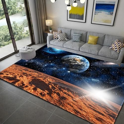 Teppich Wohnzimmer Weich rutschfest Teppich, Tepiche Moderne 160 X 230 cm Design Carpet Fürs Wohnzimmer, Kinderzimmer, Schlafzimmer Weltraumlandschaft -5158526528976 von Generic