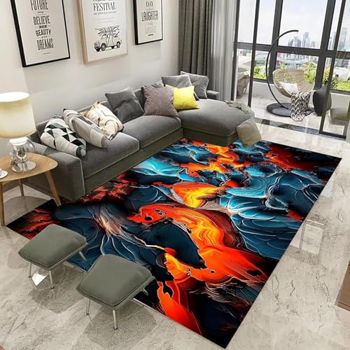 Teppich Wohnzimmer Weich rutschfest Teppich, Tepiche Moderne 40 X 60 cm Design Carpet Fürs Wohnzimmer, Kinderzimmer, Schlafzimmer Abstrakte Felsflammentextur -583629392014 von Generic