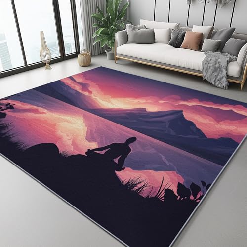 Teppich Yoga Landschaft Ruhe Natur weicher Kurzflor,für Wohnzimmer, Schlafzimmer,Antibakteriell Antirutschunterlage Klassische und Lila Rosa Bedruckt 140 x 200 cm Teppich Yoga Landschaft Ruhe Natur weicher Kurzflor,für Wohnzimmer, Schlafzimmer,Antibakteriell Antirutschunterlage Klassische und Lila Rosa Bedruckt 140 x 200 cm von Generic