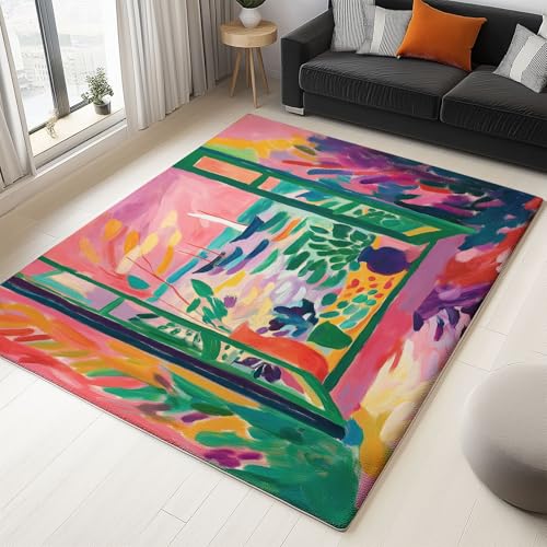Teppich rutschfest Abstrakt Fenster Boote Motiv, Bunt Bedruckter Kurzflor Teppiche Wohnzimmer Schlafzimmer Wohnkultur Matte, 160 x 230 cm Waschbar Teppich von Generic