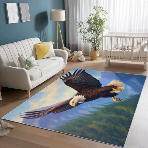 Teppiche 140 x 200 cm für Wohnzimmer, Vögel In Der Natur Weißkopfseeadler Muster Kurzflor Teppich, Flauschig Weiche Anti Rutsch Unterseite Teppiche - für Kinderzimmer Schlafzimmer Küche Blau Schwarz Teppiche 140 x 200 cm für Wohnzimmer, Vögel In Der Natur Weißkopfseeadler Muster Kurzflor Teppich, Flauschig Weiche Anti Rutsch Unterseite Teppiche - für Kinderzimmer Schlafzimmer Küche Blau Schwarz von Generic