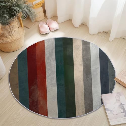 Teppiche Rund, Bunt Flanell Innenbereich Runder Teppich, Waschbarer rutschfest Teppich, Abstrakt Elegant Linien Design - fürs Wohnzimmer & Schlafzimmer (Durchmesser,140 cm) von Generic