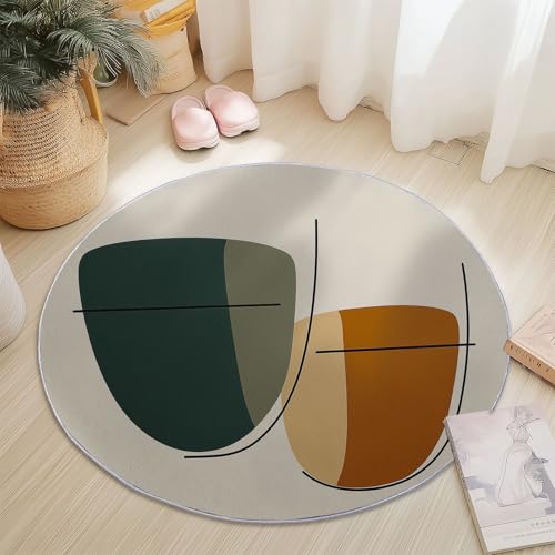 Teppiche Rund, Bunt Flanell Innenbereich Runder Teppich, Waschbarer rutschfest Teppich, Abstrakt Linien Einfach Design - fürs Wohnzimmer & Schlafzimmer (Durchmesser,60 cm) von Generic