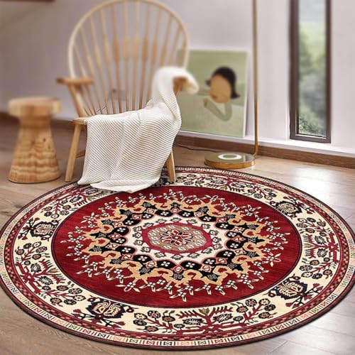 Teppiche Schwarz Rot Gelb Blumen Vintage Traditionell Rot Rund Durchmesser 150 cm Niederflorteppich Für Schlafzimmer Esszimmer Dekoration Innenboden, Red, Round Diameter 150 cm Teppiche Schwarz Rot Gelb Blumen Vintage Traditionell Rot Rund Durchmesser 150 cm Niederflorteppich Für Schlafzimmer Esszimmer Dekoration Innenboden, Red, Round Diameter 150 cm von Generic
