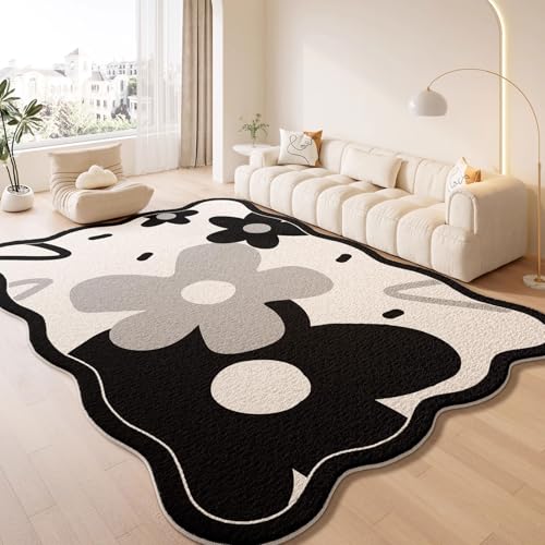 Teppiche Wohnzimmer, Französischer Teppich Im Creme-Stil mit Unregelmäßiger Form, Abwischbar, Weiche Matte Fürs Schlafzimmer, Sofa Oder Bettkante Im Modernen Design (C 240x400cm) von Generic