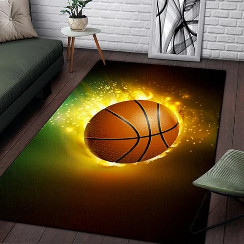 Teppiche Wohnzimmer Modern Teppiche Wohnzimmer Kurzflor Teppich Modern Design Rechteck Für Wohnzimmer Esszimmer Kinderzimmer Schlafzimmer Basketball 40 X 60 cm /3239818223982 von Generic