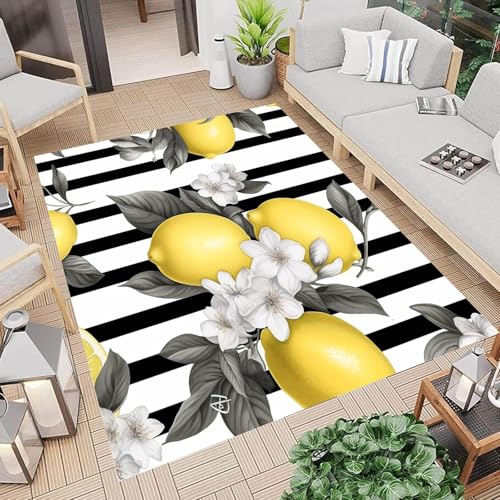 Teppiche Wohnzimmer Modern Teppiche Wohnzimmer Kurzflor Teppich Modern Design Rechteck Für Wohnzimmer Esszimmer Kinderzimmer Schlafzimmer Fruchtzitrone 90 X 150 cm -4413139817 von Generic