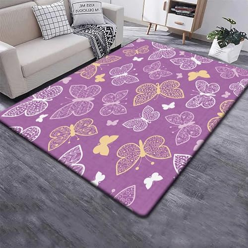 Teppiche Wohnzimmer Modern Teppiche Wohnzimmer Kurzflor Teppich Modern Design Rechteck Für Wohnzimmer Esszimmer Kinderzimmer Schlafzimmer Tiere Schmetterlinge Blumen 140 X 200 cm -218061372679 von Generic