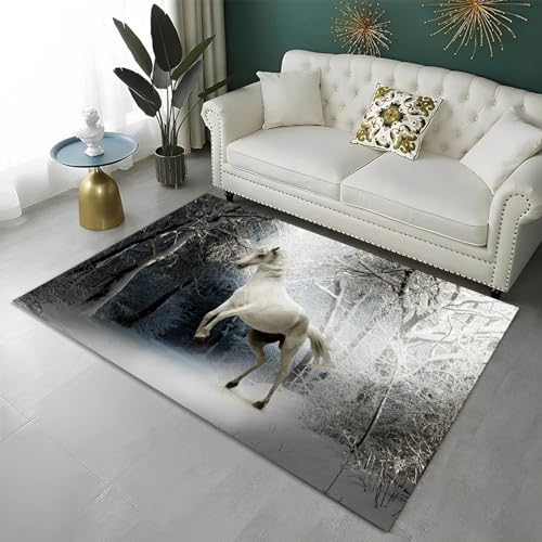 Teppiche Wohnzimmer Modern Teppiche Wohnzimmer Kurzflor Teppich Modern Design Rechteck Für Wohnzimmer Esszimmer Kinderzimmer Schlafzimmer Tierpferd 80 X 120 cm -74177510569 von Generic