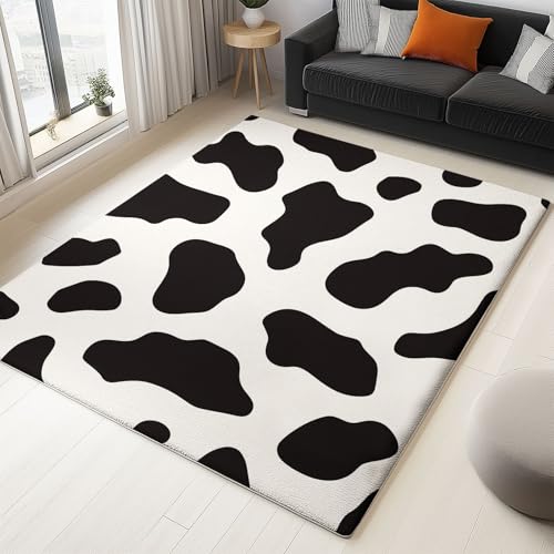 Teppiche Wohnzimmer Schlafzimmer, Einfache Tierfarbblöcke Muster Waschbarer Kurzflor Teppich, Anti-Rutsch Unterseite Weich Outdoor Teppiche, Grösse - 60 x 120 cm, Farbe - Schwarz Beige von Generic