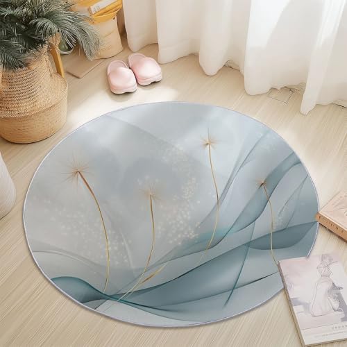 Teppiche für Wohnzimmer Rund, Abstrakt Löwenzahn Linien Elegant Druck Design, Blaugrau Teppich Schlafzimmer Flanell Flauschig Weich rutschfest Fußmatte Waschbar für Kinderzimmer, Durchmesser 100 cm Teppiche für Wohnzimmer Rund, Abstrakt Löwenzahn Linien Elegant Druck Design, Blaugrau Teppich Schlafzimmer Flanell Flauschig Weich rutschfest Fußmatte Waschbar für Kinderzimmer, Durchmesser 100 cm von Generic