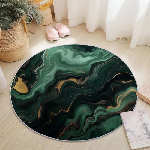 Teppiche für Wohnzimmer Rund, Linien Marmor Wirbel Druck Design, Mehrfarbig Teppich Schlafzimmer Flanell Flauschig Weich rutschfest Fußmatte Waschbar für Kinderzimmer, Durchmesser 60 cm von Generic