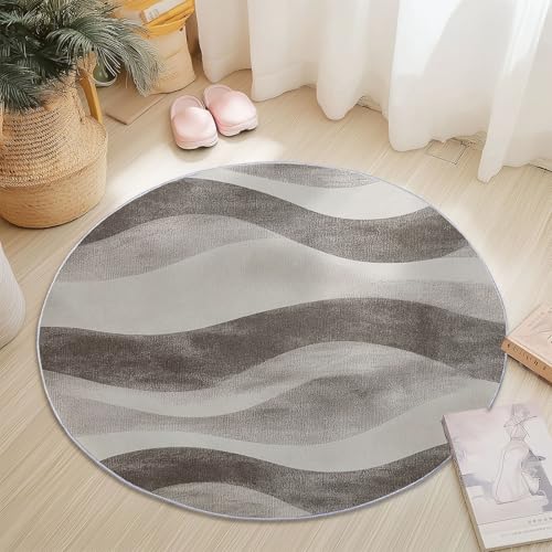 Teppiche für Wohnzimmer Rund, Textur Wellen Wassergrippe Druck Design, Hellgrau Blau Teppich Schlafzimmer Flanell Flauschig Weich rutschfest Fußmatte Waschbar für Kinderzimmer, Durchmesser 120 cm Teppiche für Wohnzimmer Rund, Textur Wellen Wassergrippe Druck Design, Hellgrau Blau Teppich Schlafzimmer Flanell Flauschig Weich rutschfest Fußmatte Waschbar für Kinderzimmer, Durchmesser 120 cm von Generic