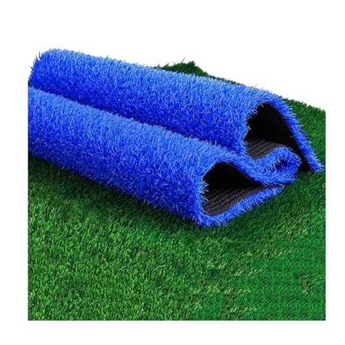 Terrassen-Gras-Fußmatte Kunstrasenmatte Mit Natürlicher Optik Blau Synthetischer Kunstrasen Mit Drainagelöchern Für Garten Und Rasen(59x197IN) von Generic