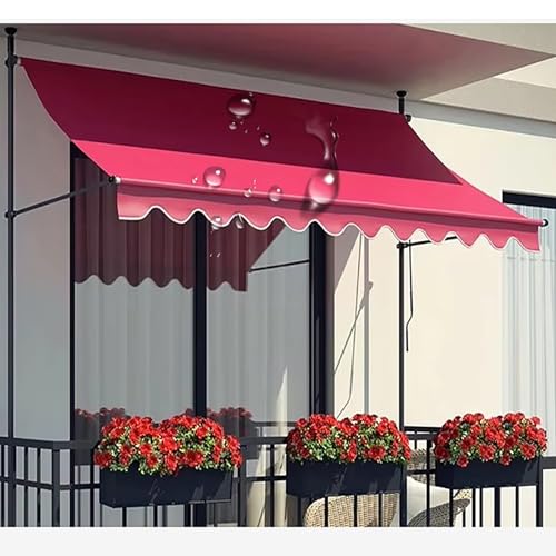 Terrassenmarkise einziehbar, manuell einziehbare Markisen, verstellbares Markisendach for Terrassentürfenster mit manueller Kurbel for Veranda, Hinterhof, Balkon(3,125.98x47in/320x120cm) von Generic