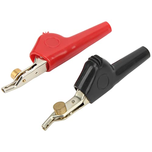 Testclips mit Nadel nicht stripende Elektroprüfungsklammern PVC Cupronickel Krokodilclips für Autowagen -Batterien Elektrische Projekte Spannungstester 25 mm Öffnen 2 Teile rot von Generic