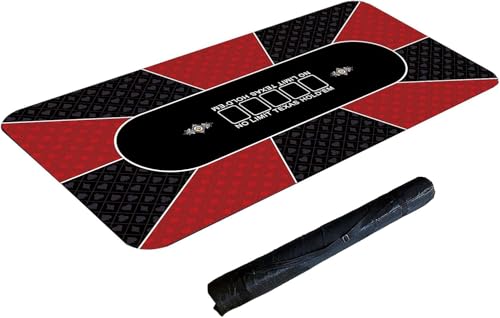 Texas Hold'em Pokermatte | Tragbare Poker-tischplatte, Wasserabweisend, Geräuschreduzierbar Und Tragetasche Für Spiele überall, Red, 120x60cm von Generic