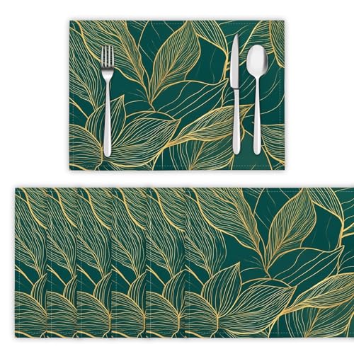 Textur Goldrand Blatt Platzsets 8 er Set45x30cm Urlaub Bankett Tischsets Waschbar Platzdeckchen Küche Party Deko abwaschbar & rutschfest Platzset Textur Goldrand Blatt Platzsets 8 er Set45x30cm Urlaub Bankett Tischsets Waschbar Platzdeckchen Küche Party Deko abwaschbar & rutschfest Platzset von Generic