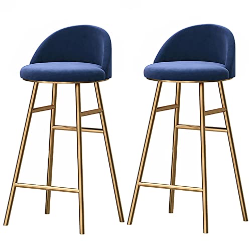 Thekenhöhe 26/30 Barhocker Mit Rückenlehne Und Fußstütze Moderne Mit Samt Gepolsterte Barhocker Barstühle Insel Küchenhocker Unterstützung 330lbs, Blue2ps, 65cm/25.6in von Generic