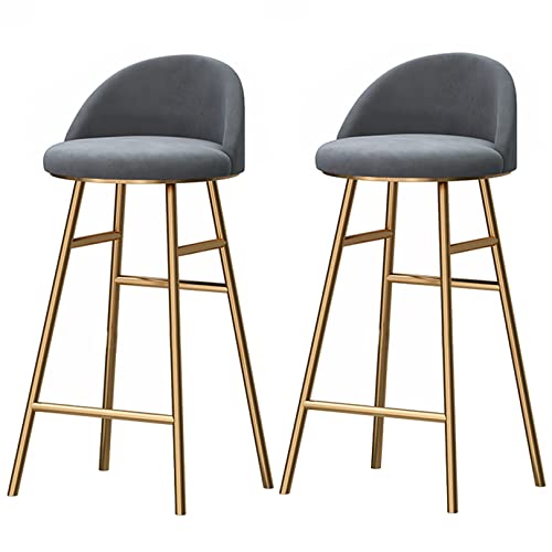 Thekenhöhe 26/30 Barhocker Mit Rückenlehne Und Fußstütze Moderne Mit Samt Gepolsterte Barhocker Barstühle Insel Küchenhocker Unterstützung 330lbs, Gray2ps, 75cm/29.6in von Generic