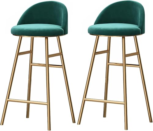 Thekenhöhe 26/30 Barhocker Mit Rückenlehne Und Fußstütze Moderne Mit Samt Gepolsterte Barhocker Barstühle Insel Küchenhocker Unterstützung 330lbs, Green2ps, 65cm/25.6in von Generic