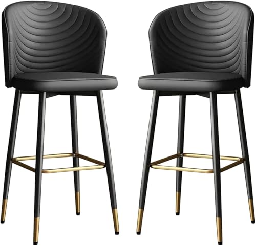 Thekenhöhe Mit Rückenlehne, Barhocker Set Mit 2 Gepolsterten Barhockern Aus Kunstleder, Barstühle Auf Dem Bauernhof Inselhocker, Dark Gray, High:55CM von Generic