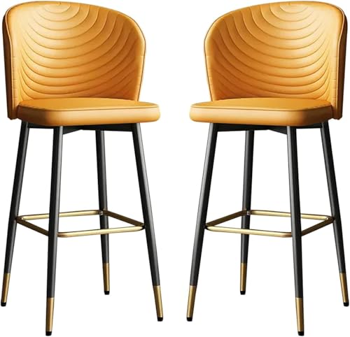 Thekenhöhe Mit Rückenlehne, Barhocker Set Mit 2 Gepolsterten Barhockern Aus Kunstleder, Barstühle Auf Dem Bauernhof Inselhocker, Yellow, High:55CM Thekenhöhe Mit Rückenlehne, Barhocker Set Mit 2 Gepolsterten Barhockern Aus Kunstleder, Barstühle Auf Dem Bauernhof Inselhocker, Yellow, High:55CM von Generic