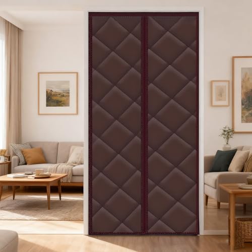 Thermo Vorhang Magnet Türvorhang - Verdickter Wärmeschutz Kälteschutz Vorhang - Wasserdicht Winddicht für Balkontüren, Terrassentüren, Wohnzimmer - 70-260cm(Coffee,130x255cm) von Generic