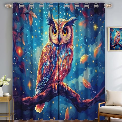 Thermovorhang Kälteschutz 2er Set H200 x B140 cm Schlafzimmer Gardinen Blickdicht Blau Verdunklungsvorhänge mit Ösen Verträumte Eule Nachtfedern Thermal Blackout Vorhang Wärmeisolierend Thermovorhang Kälteschutz 2er Set H200 x B140 cm Schlafzimmer Gardinen Blickdicht Blau Verdunklungsvorhänge mit Ösen Verträumte Eule Nachtfedern Thermal Blackout Vorhang Wärmeisolierend von Generic