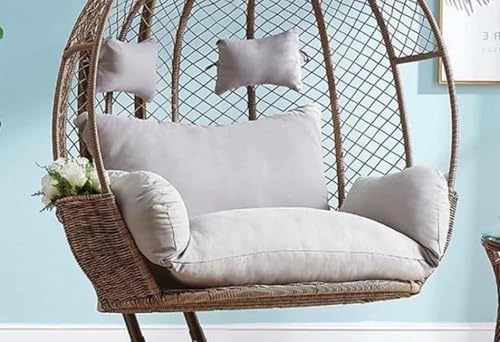 Thicken Hängesessel Doppelt Abnehmbares Ei Nestförmig 2 Personen Sitzer Korbgeflecht Rattan Schaukel Pads Für Terrasse Garten wasserdichte Hängende Hängematte Schaukel, B, Size von Generic