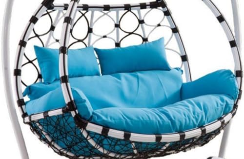 Thicken Hängesessel Doppelt Abnehmbares Ei Nestförmig 2 Personen Sitzer Korbgeflecht Rattan Schaukel Pads Für Terrasse Garten wasserdichte Hängende Hängematte Schaukel, H, Size von Generic