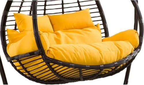 Thicken Hängesessel Doppelt Abnehmbares Ei Nestförmig 2 Personen Sitzer Korbgeflecht Rattan Schaukel Pads Für Terrasse Garten wasserdichte Hängende Hängematte Schaukel, K, Size von Generic
