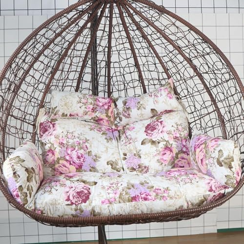 Thicken Hängesessel Doppelt Abnehmbares Ei Nestförmig 2 Personen Sitzer Korbgeflecht Rattan Schaukel Pads Für Terrasse Garten wasserdichte Hängende Hängematte Schaukel, L, Size von Generic