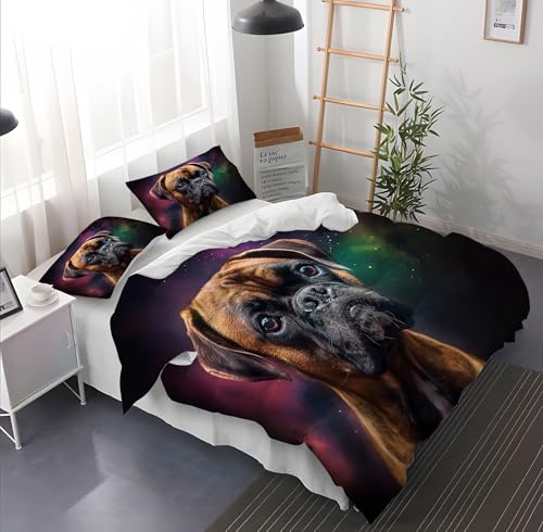Tier Boxer Hund Bettwäsche-Set 135 × 200 cm, Einfache Pflege Weiches Mikrofaser Bettbezug mit Reißverschluss 1 Bettbezug und 2 Kissenbezug für Vier Jahreszeiten Bunt Tier Boxer Hund Bettwäsche-Set 135 × 200 cm, Einfache Pflege Weiches Mikrofaser Bettbezug mit Reißverschluss 1 Bettbezug und 2 Kissenbezug für Vier Jahreszeiten Bunt von Generic