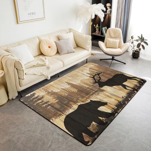 Tier Elchbär Teppich Kinderteppich Wohnzimmerteppich Schlafzimmerteppich 3D-Gedruckter Superweicher Flanellteppich 100 X 200 cm -Polyester-Soft-Touch,Leicht Zu Reinigen -140218131844 von Generic