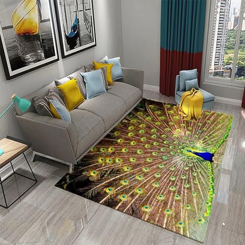 Tier Pfau 3D Gedruckte Matte Teppiche Anti-Rutsch Teppich Teppich Home Decoration Print Schlafzimmer Anti-Rutsch Boden Teppich 90 X 150 cm -Polyester-Soft-Touch /6148261919530 von Generic