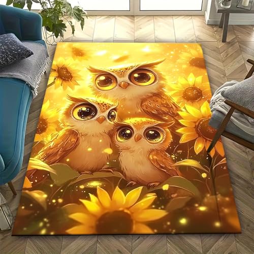 Tier Wohnzimmerteppich Schlafzimmerteppich Eule Teppich 3D-Gedruckter Flauschiger Flanellteppich - Polyester-Soft-Touch, Leicht Zu Reinigen Anti-Ermüdungs-Teppiche 140 X 200 cm -368B127T von Generic