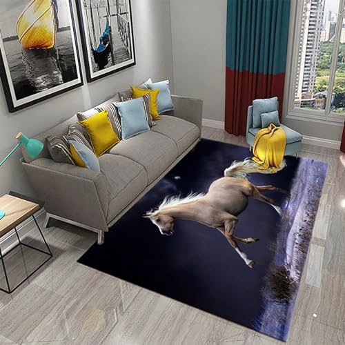 Tierpferd Quadratischer Flanell 3D-Gedruckter Teppich Modernes Zuhause Wohnzimmer Fußmatten Schlafzimmer Teppich - 200 X 300 cm - Leicht Zu Reinigendes, Weiches Polyester -122208743552 von Generic