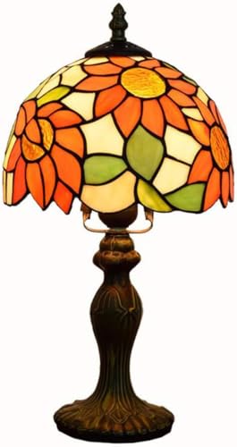 Tiffa Stil Sonnenblume Tischlampe Europäische Retro Handgemachte Nachttischlampe Buntglaslampe Für Wohnzimmer Schlafzimmer von Generic