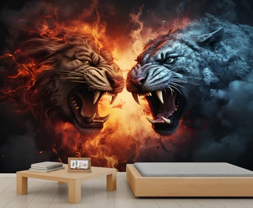 Tiger Tapete Brüllendes Tier Kindertapete Abstraktes Wandbild Feuer Rauch Hintergrundtapete für Mädchenschlafzimmer Wandbild für Kinderzimmer Wohnzimmer 350 X 256 cm Tiger Tapete Brüllendes Tier Kindertapete Abstraktes Wandbild Feuer Rauch Hintergrundtapete für Mädchenschlafzimmer Wandbild für Kinderzimmer Wohnzimmer 350 X 256 cm von Generic
