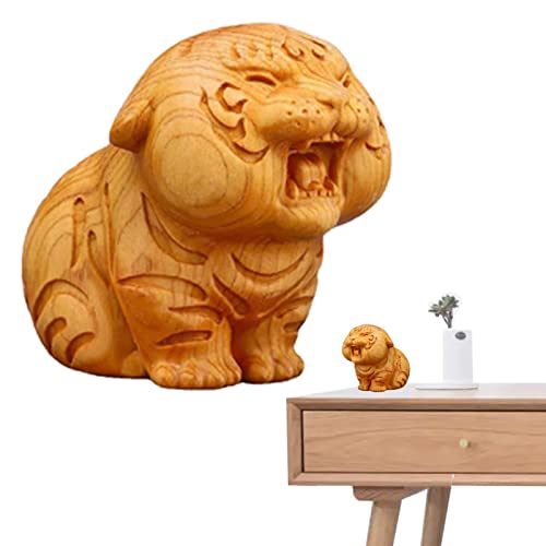 Tigerfigur aus Holz | Holzschnitzerei Maskottchen Tiger Statue,Handgeschnitzte Tiger-Skulptur für Haus, Wohnzimmer, Dekoration, Geschenk von Generic