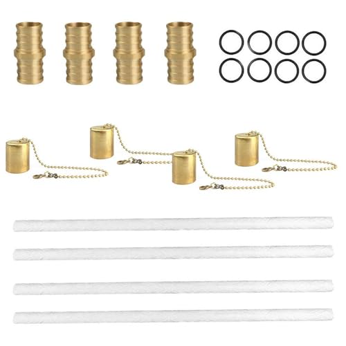Tiki Torch Docht | Fiberglas Torch Replacement Docht - Bottle Fackel Docht Kit Enthält 8 Long Life Torch Docht, Copper Lamp Cover & Brass Docht Mount von Generic