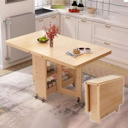 Tisch Küche for Kleine Räume, Klappbarer Esstisch aus Holz mit Stauraum und Rädern, for Esszimmer, Büro, Platz Sparen Tisch Küche for Kleine Räume, Klappbarer Esstisch aus Holz mit Stauraum und Rädern, for Esszimmer, Büro, Platz Sparen von Generic