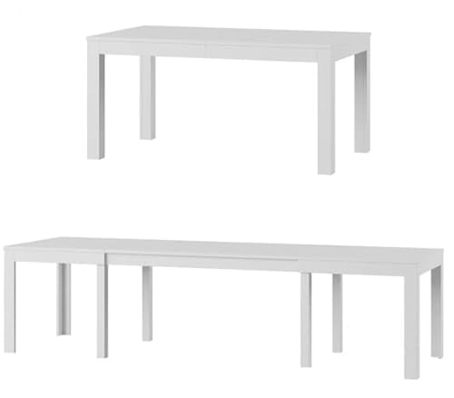 Tisch Küchentisch Esszimmertisch Esstisch Torino Ausziehbar 160-300cm (Weiß Matt) von Generic