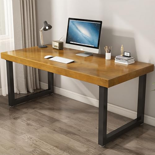 Tisch Stabil Stabiler PC Tisch Für Gaming Moderner Schreibtisch Im Schlichten Stil Für Das Homeoffice Stabil Stahlgestell Industrie-Design(E,55" L x 23.6" W(140x60cm)) von Generic