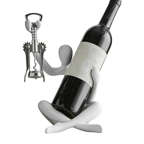 Tisch-Weinregal – Weinflaschenhalter, Weinregal aus Kunstharz mit Flaschenöffner-Aufhänger | Freistehende Hohlstatue, Weinornament, für Küchentheke, Bar, Tisch von Generic