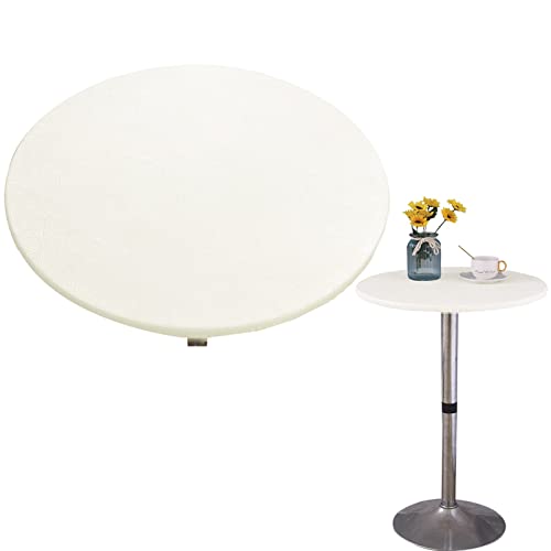 Tischdecke, rund, wasserdicht, abwischbar, Tischdecke, elastischer Rand, Tischschutz, schmutzabweisend, ölbeständig (150 cm, Weiß) von Generic