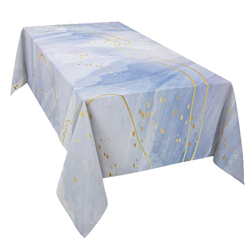 Tischdecke Blaue Marmorstruktur, Goldlinie, Abstrakte Kunst Wasserdicht Tischdecken Auslaufsicher Party Tischdecke, Für Partyzubehör, Home, Tischplatte, 137x183cm von Generic