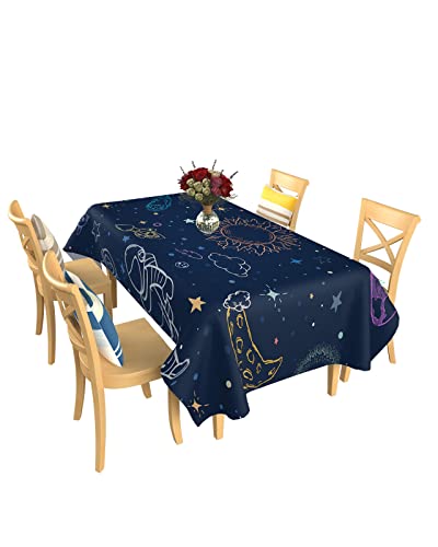 Tischdecke Handgezeichnete Universumwelt Wiederverwendbar Tischwäsch Schmutzabweisend Outdoor Tischdecke, Für Esszimmer, Garten, Tischdekoration, 137x183cm von Generic