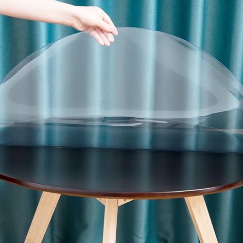 Tischdecke PVC Rund Tischfolie Transparent 1 mm dick Tischschutz Schreibtischmatte rutschfest Robustem für Esstisch 40/45/50/80CM Rund Transparente Bodenschutzmatte(40cm) von Generic
